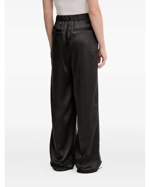 EA7 Black Elasticated-Waistband Satin Pants