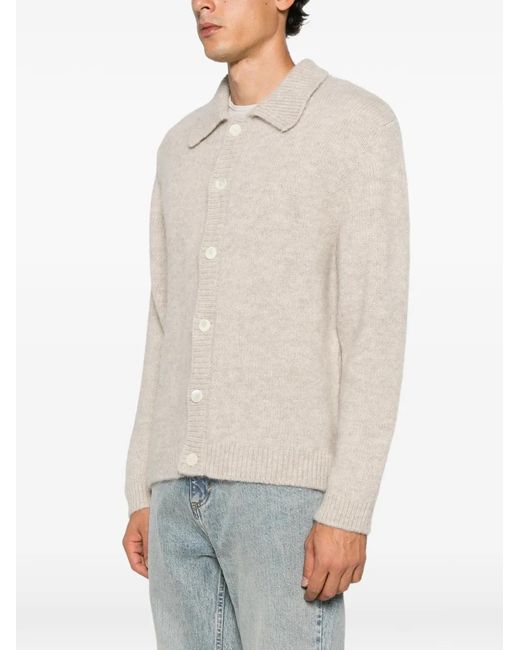 sunflower White Button-Up Collared Sweater for men