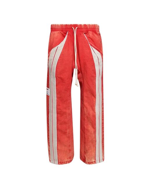 RRR123 Red Striped Penta Track Pants for men