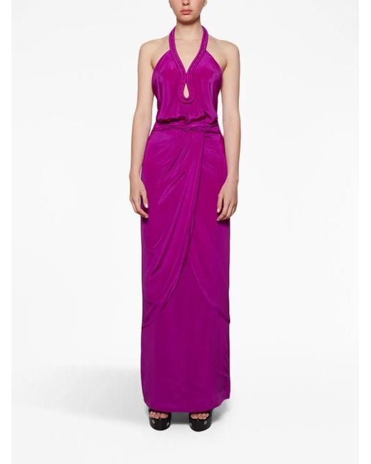 Johanna Ortiz Purple Adinkra Halterneck Maxi Dress