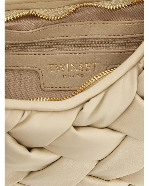 Twinset Metallic Weaved Leather-Effect Tote Bag