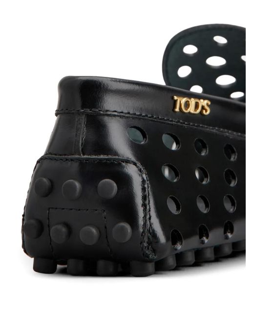 Tod's Black Gommino Perforated Loafers