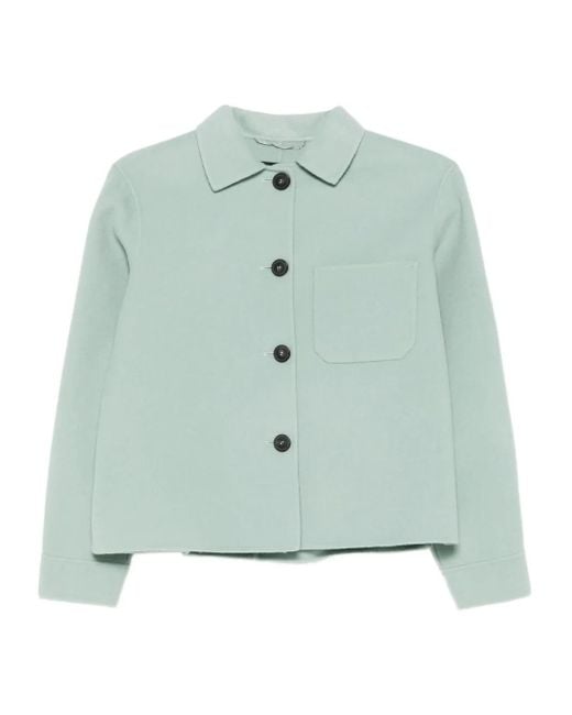 Weekend by Maxmara Blue Button-Front Patch-Pocket Single-Breasted Coat