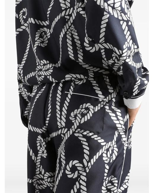 Dolce & Gabbana Blue Marina-Print Silk Twill Vanity Trousers for men