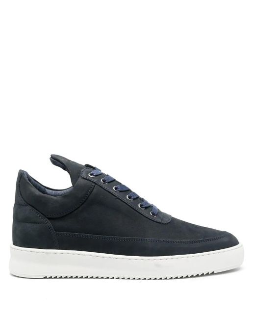 Filling Pieces Blue Low-Top Suede Sneakers for men