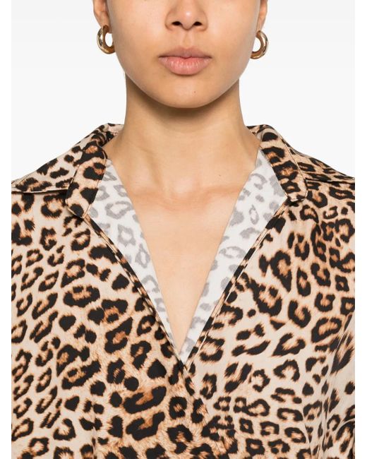 A PAPER KID Natural Leopard-Print Mini Dress