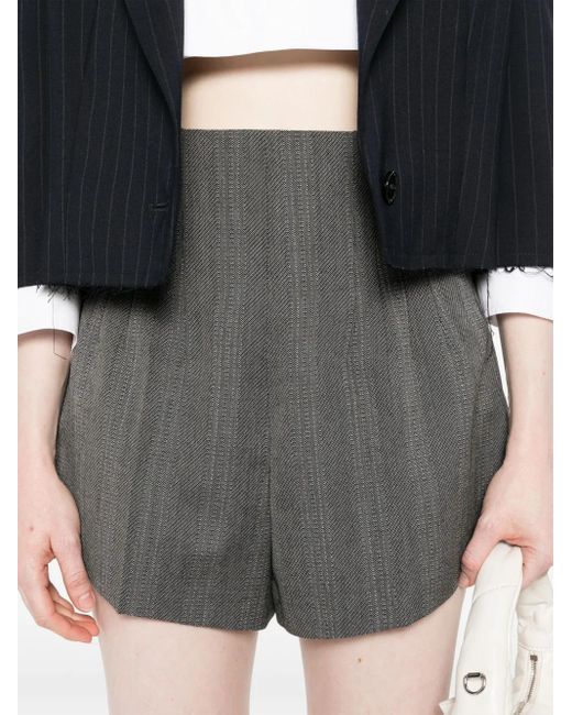 Prada Gray Wool Pleated Shorts