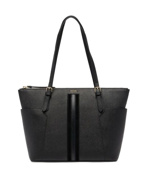 Bally Black Logo-Lettering Tote Bag