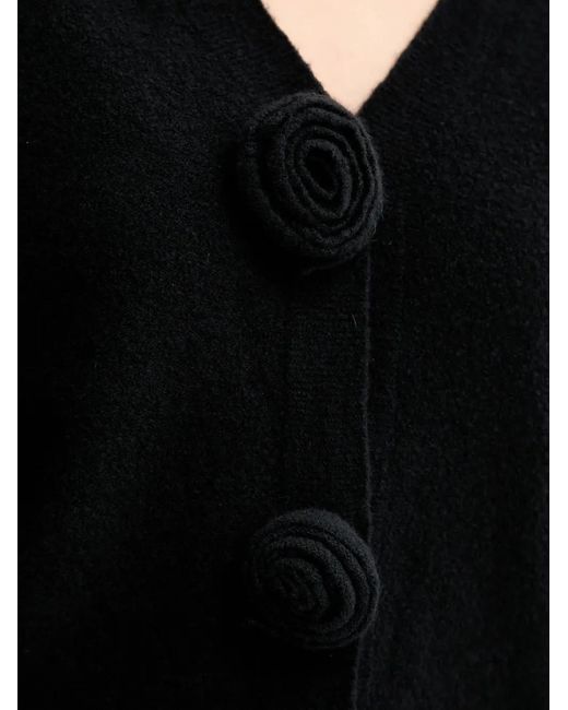 Liviana Conti Black Gabriela Rose-Button Cardigan