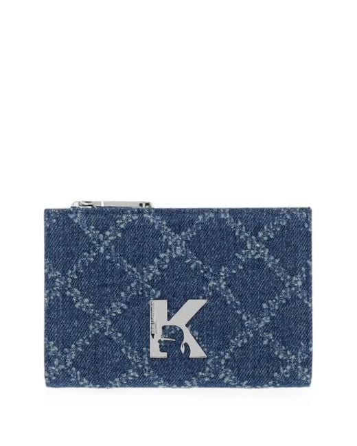 Karl Lagerfeld Blue Monogram-Print K-Logo Wallet