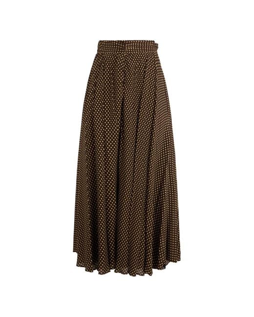 Philosophy Di Lorenzo Serafini Brown Polka-Dot Pleated Maxi Skirt