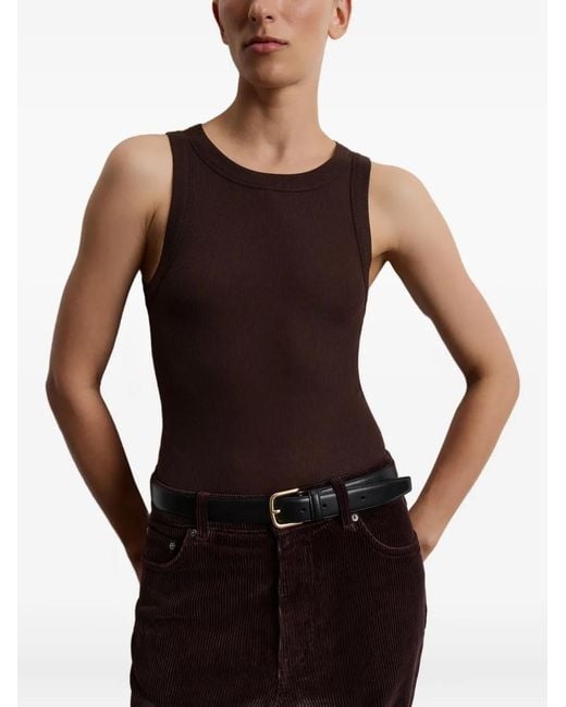 12 STOREEZ Brown Ribbed Tank Top