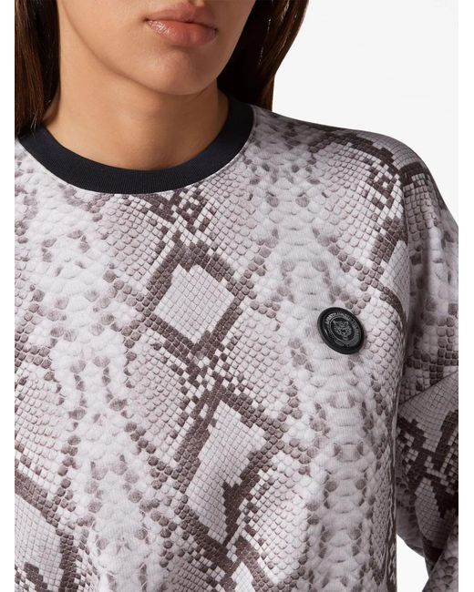 Philipp Plein Gray Python-Print Long-Sleeved Sweatshirt