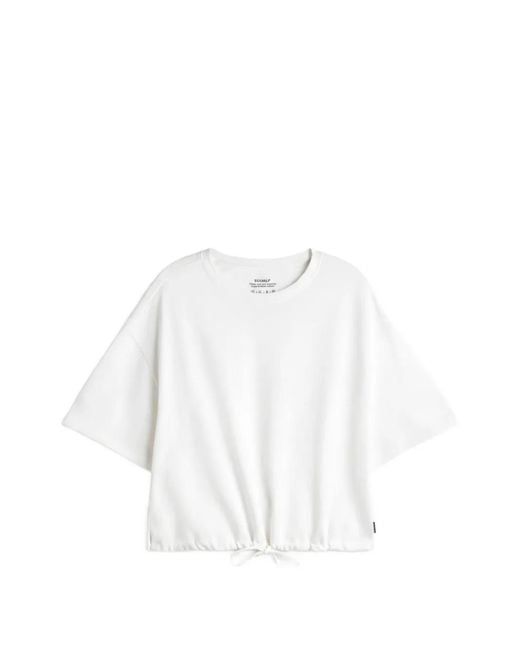 Ecoalf White Neiva Drawstring-Hem T-Shirt