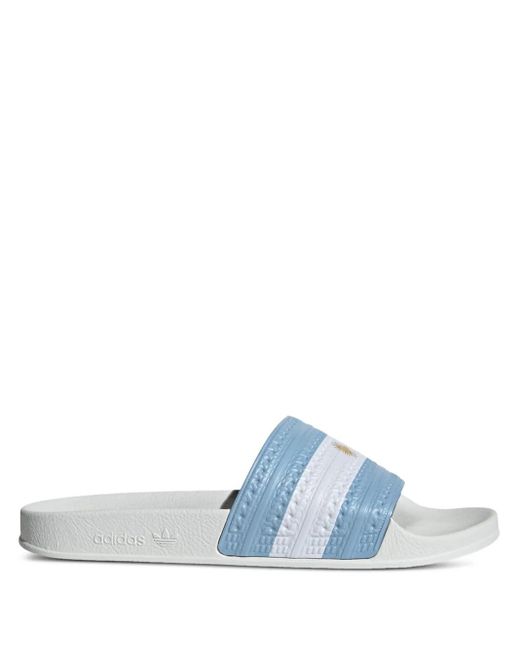 Adidas Blue Logo-Embossed Slip-On Slides for men