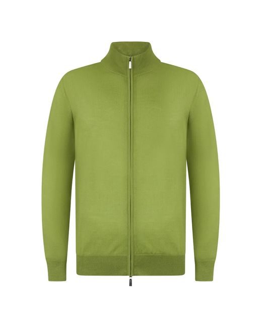 Moorer Green Casoni-Mll Zip-Up High-Neck Cardigan for men