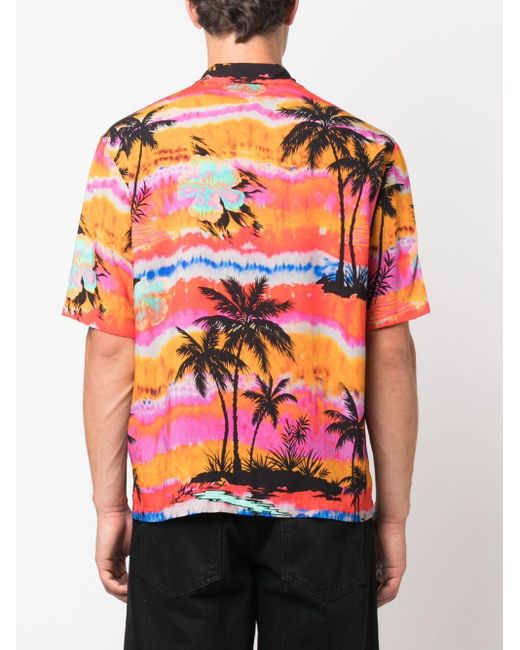 Camicia con stampa Palm Tree di Palm Angels in Pink da Uomo