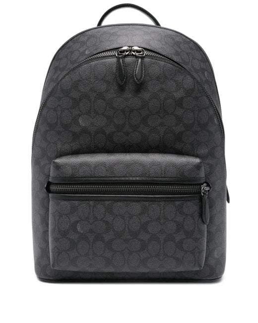 COACH Black Monogram-Print Adjustable Backpack