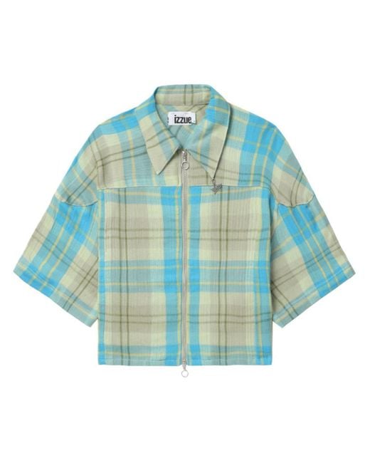 Izzue Blue Plaid-check Cotton Shirt