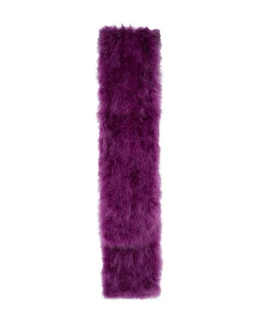 Yves Salomon Purple Feather-Detailing Scarf
