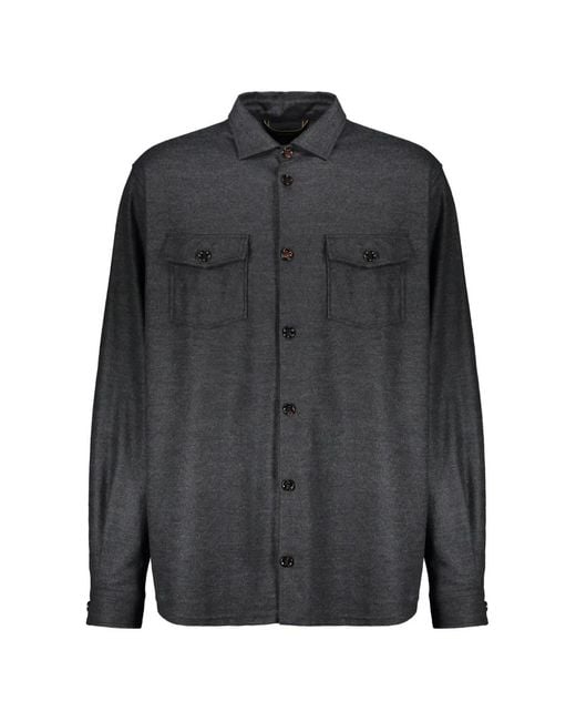 Moorer Black Meyer Button-Up Shirt Jacket for men