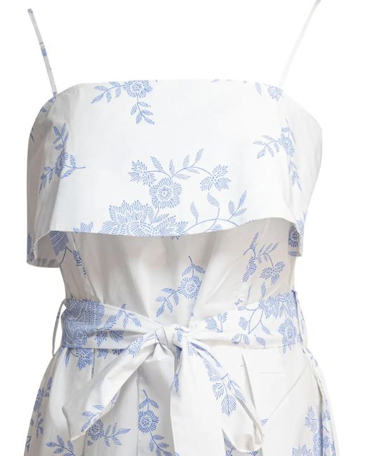 La Maison Talulah White Floral-Print Belted Midi Dress