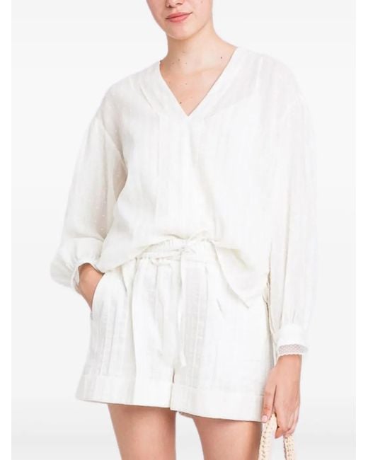 Twinset White V-Neck Sweatshirt