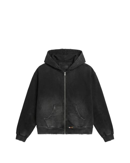 Paura Black Arabica Faded-Effect Full-Zip Hoodie for men