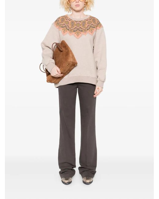 Etro Natural Paisley-Details Crew-Neck Sweatshirt