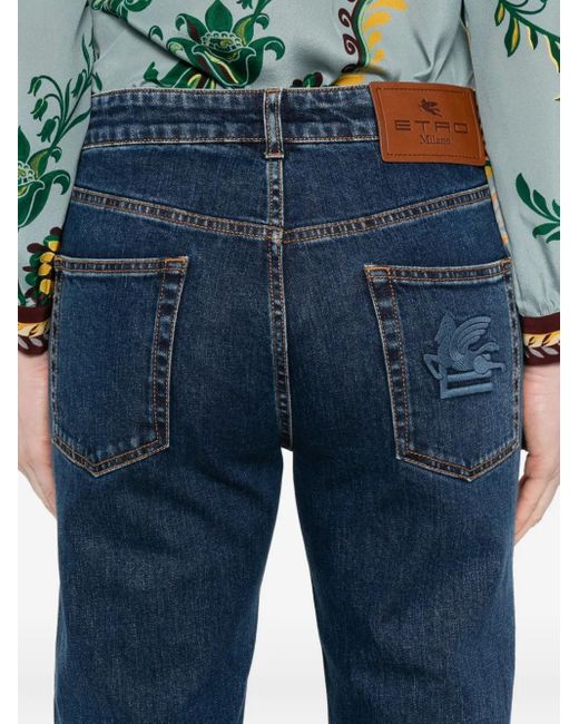 Etro Blue Gerade Jeans mit hohem Bund