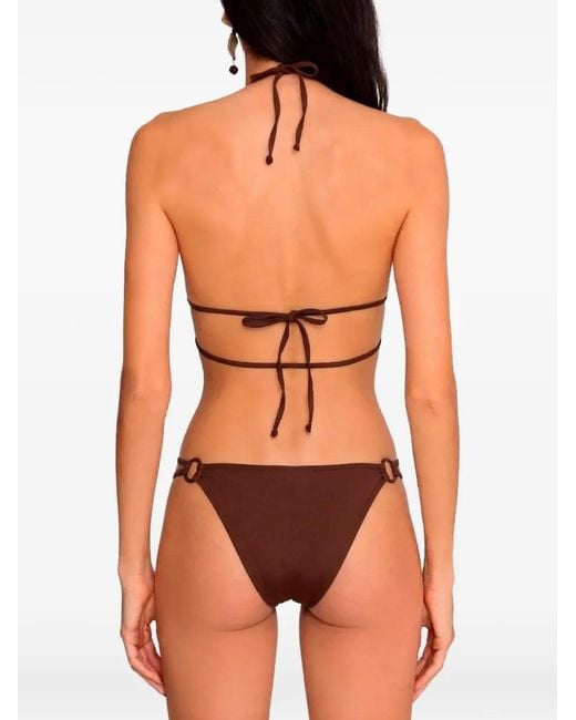 Amir Slama White Ring-Detail Strappy Swimsuit