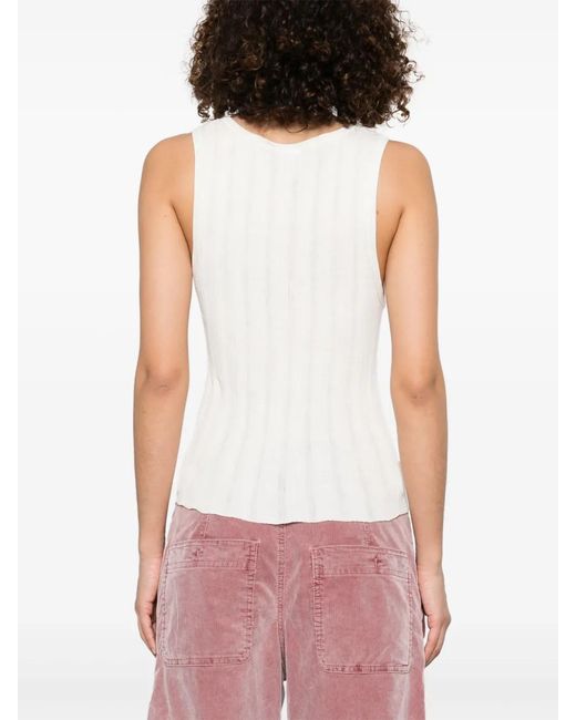Bompard White Ribbed Tank Top
