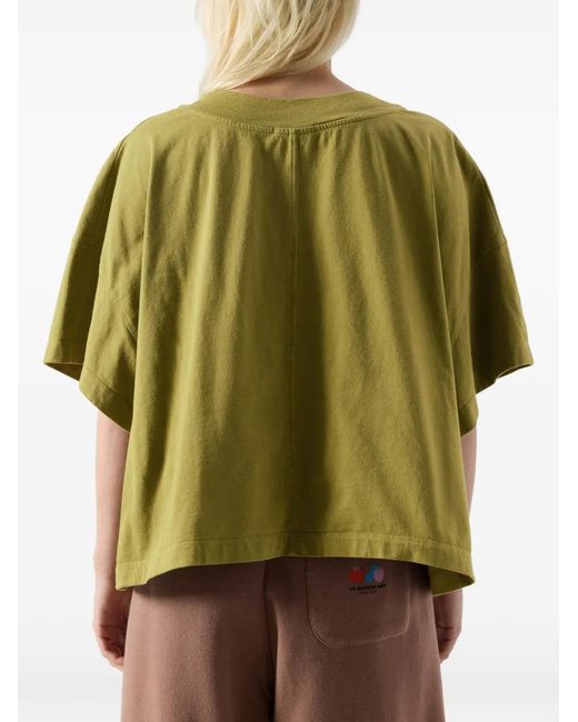 American Vintage Gixy Katoenen T-Shirt Met Korte Mouwen En Ronde Hals in het Green