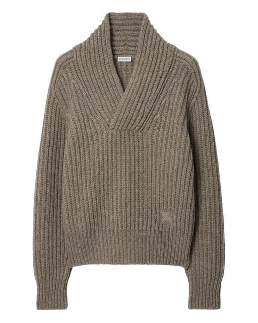 Burberry Brown Shawl-Collar Sweater for men