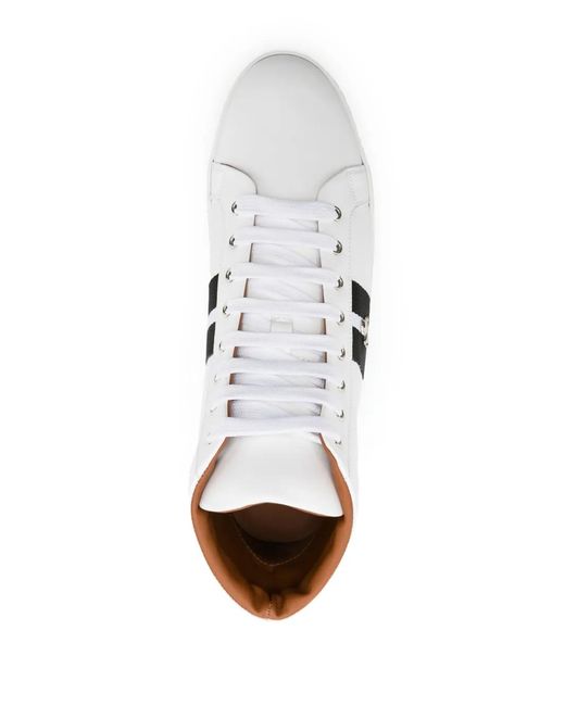 Philipp Plein White Skull-Charm Leather Sneakers