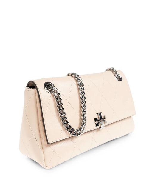 Tory Burch Natural Charlie Diamond-Quilted Shoulder Bag