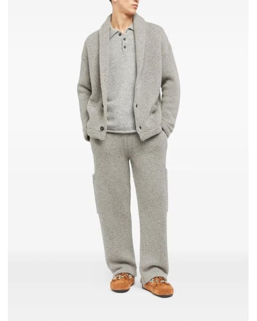 Alanui Gray Drawstring Knitted Trousers for men