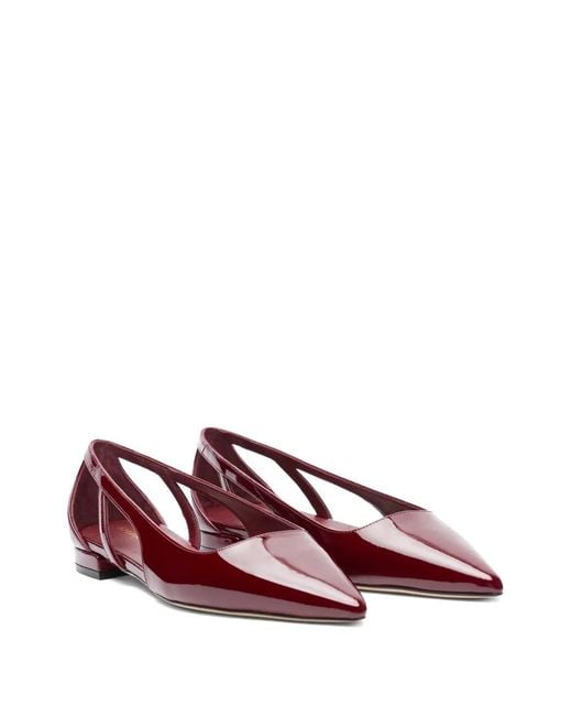 Stuart Weitzman Red Cut-Out Ballet Flats