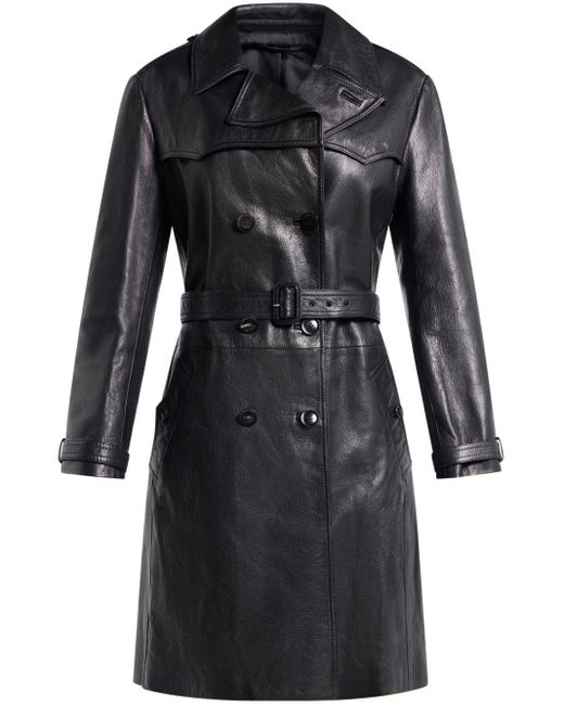 Manteau en cuir à taille ceinturée Tom Ford en coloris Black