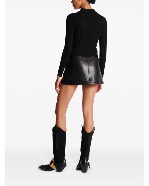 Balmain Black Buttoned Ribbed Cardigan