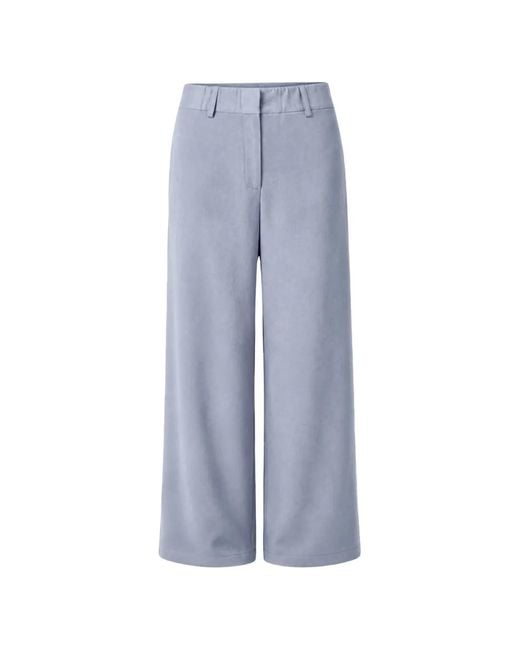 Alysi Blue Belt-Loops Wide-Leg Trousers