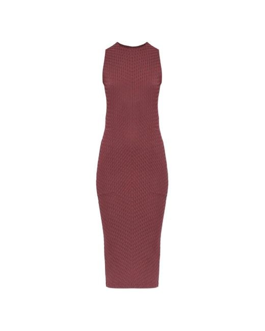Issey Miyake Purple Sleeveless Pleated Midi Dress