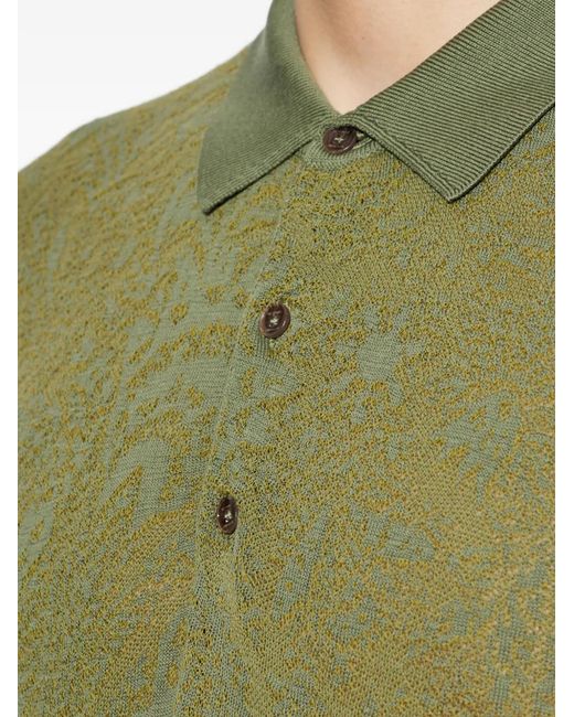 Etro Green Patterned Polo Shirt for men