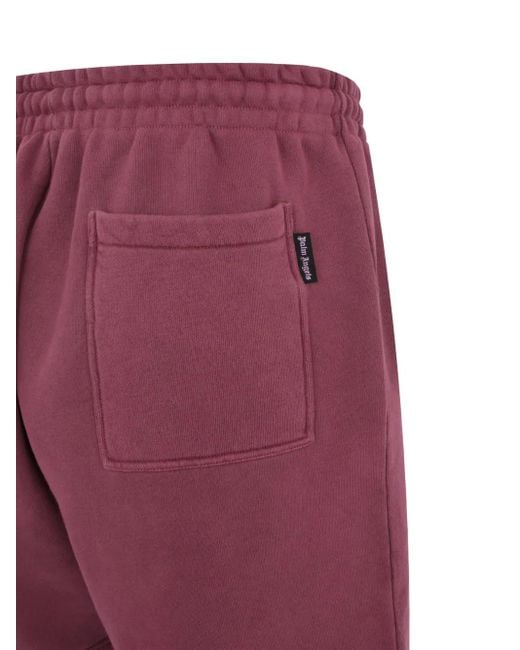 Palm Angels Red Logo-Waistband Track Shorts for men