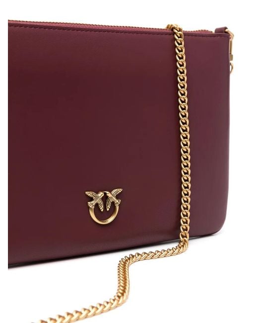 Pinko Purple Flat Love Leather Crossbody Bag