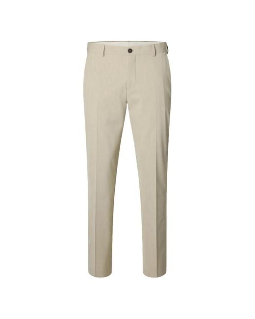 SELECTED Natural 175 Belt-Loops Trousers for men