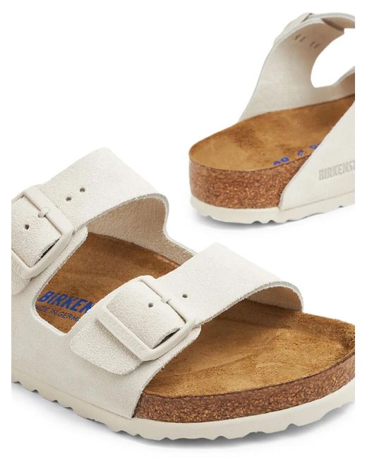 Birkenstock White Arizona Suede Sandals