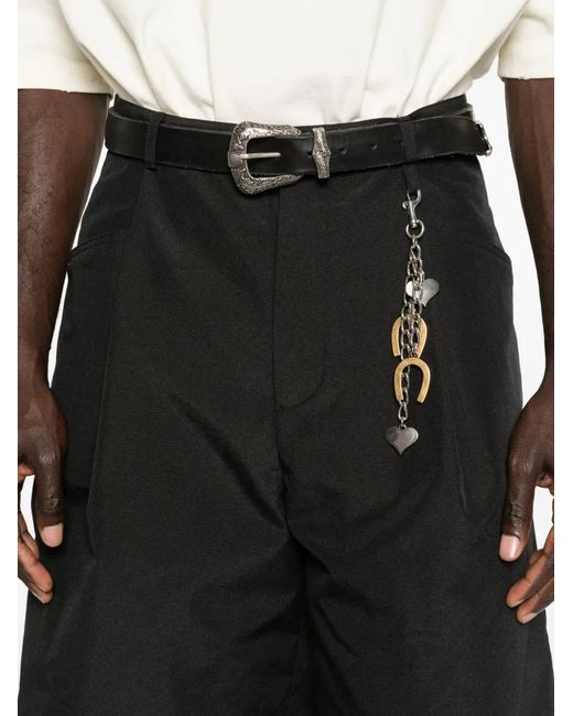 Willy Chavarria Black Chilango Pleated Shorts for men