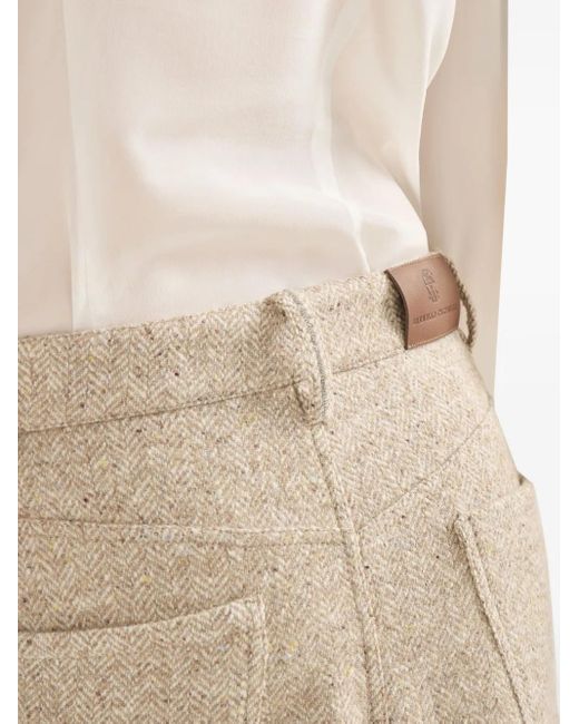 Brunello Cucinelli Natural Five-Pocket Midi Skirt
