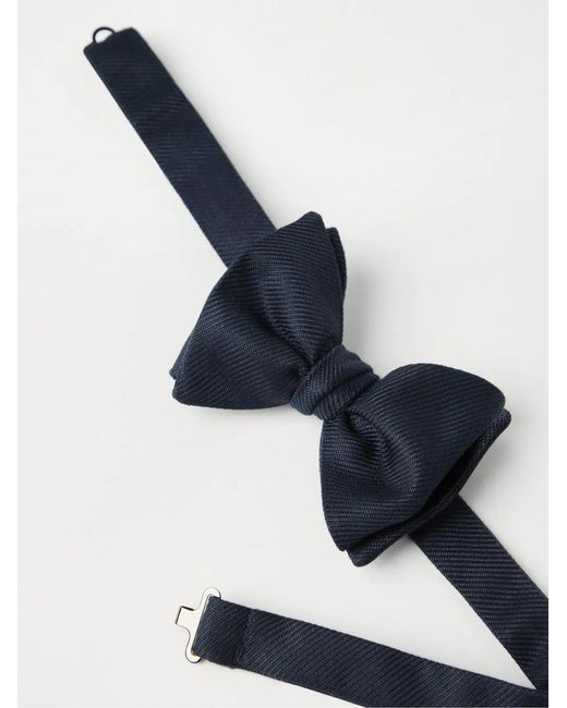 Brunello Cucinelli Blue Silk Twill Bow Tie for men